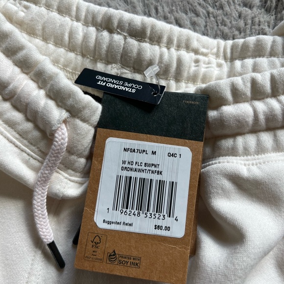 NEW The North Face Half Dome Fleece Womens Sweatpants White Medium - Picture 6 of 6